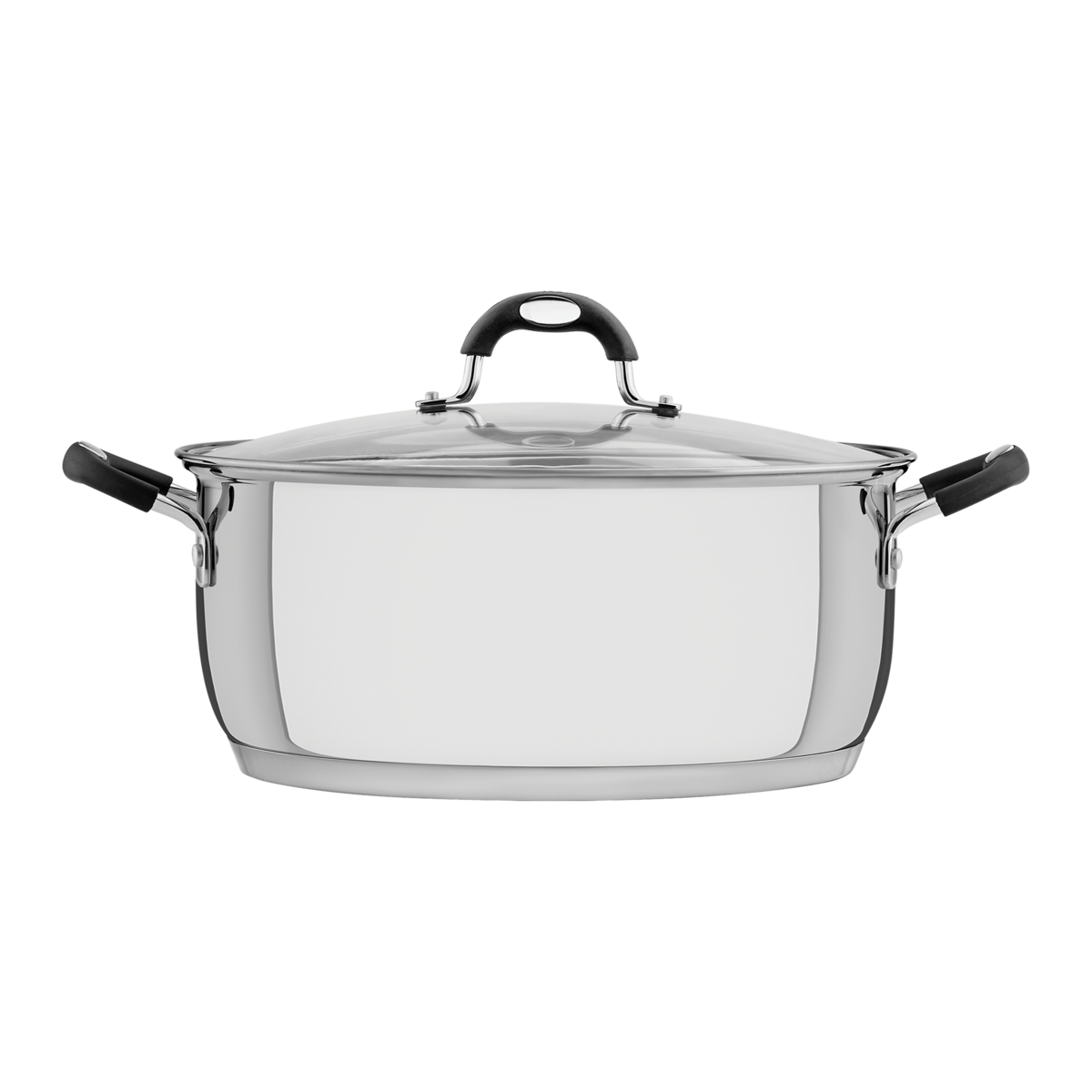 Caçarola Rasa Tramontina Astro Silicone em Aço Inox com Fundo Triplo e Tampa de Vidro 30 cm 8,9 L