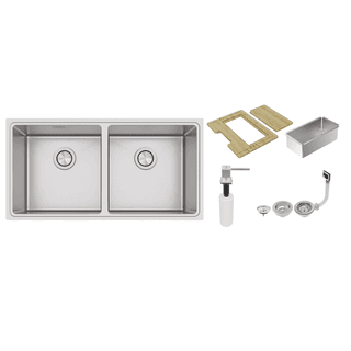 Cuba Tramontina Quadrum 2C 40 em Aço Inox com Acabamento Scotch Brite + Acessórios