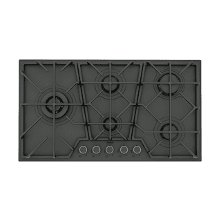 Cooktop a Gás Tramontina Penta Full Glass Black Series 5GG B 90 em Ferro Fundido Preto Fosco