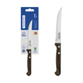 Faca para Churrasco e Frutas Tramontina Polywood com Lâmina em Aço Inox e Cabo de Madeira Tratada Castanho 5"