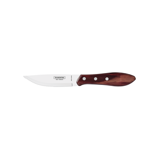 Faca para Churrasco Jumbo Tramontina com Lâmina em Aço Inox e Cabo de Madeira Polywood Vermelho 5"