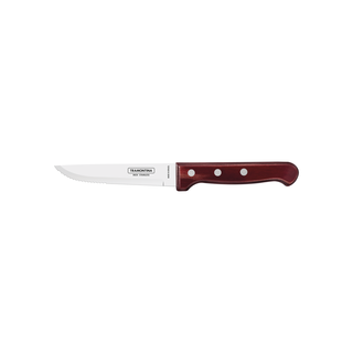 Faca para Churrasco Jumbo Tramontina com Lâmina de Aço Inox e Cabo de Madeira Polywood Vermelho 5"