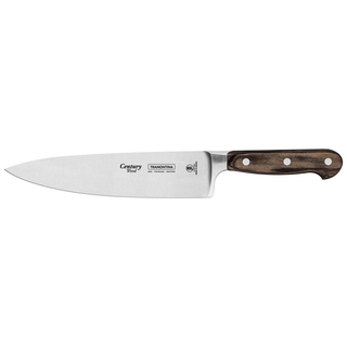 Faca Chef Tramontina Century Wood com Lâmina em Aço Inox e Cabo de Madeira Tratada Castanho 8"