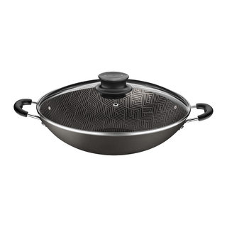 Wok Tramontina Paris em Alumínio com Revestimento Interno e Externo em Antiaderente Starflon Max Chumbo com Tampa de Vidro 32 cm 4,4 L