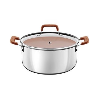 Caçarola Tramontina Romagna em Aço Inox e Alumínio com Revestimento Interno Cerâmico Marfim 24 cm 5,24 L