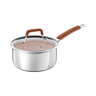 Panela Tramontina Romagna em Aço Inox e Alumínio com Revestimento Interno Cerâmico Marfim 16 cm 1,5 L