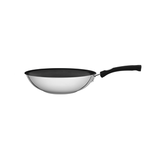 Wok Tramontina Astro Silicone em Aço Inox com Fundo Triplo Revestimento Interno Antiaderente 28 cm 3,3 L