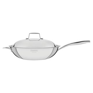 Wok Tramontina Grano em Aço Inox Corpo Triplo com Tampa e Cabo 32 cm 5,2 L