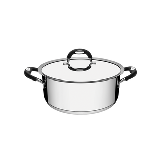 Caçarola Tramontina Rasa Duo Silicone em Aço Inox Fundo Triplo com Tampa e Alças em Silicone 24 cm 4,7 L