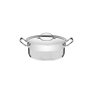 Caçarola Tramontina Professional Rasa em Aço Inox Fundo Triplo com Tampa Plana Detalhe Satinado 16 cm 1,4 L