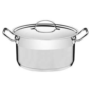 Caçarola Tramontina Professional Funda em Aço Inox Fundo Triplo com Tampa Plana Detalhe Satinado 28 cm 8,4 L