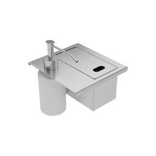 Porta Esponja Tramontina com Tampa e Dosador de Sabão Líquido em Aço Inox para uso em canal organizador