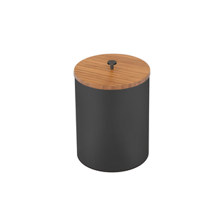 Lixeira Inox Tramontina Útil Black Matte com Tampa de Bambu e Acabamento Acetinado 5 L