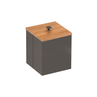 Lixeira Inox Luz Black Matte com Tampa de Bambu Tramontina com Acabamento Acetinado  4,5 L