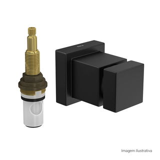 Acabamento para Registro de Pressão Deca 1/2" e 3/4" com Mecanismo 1/2 Volta | Cubo - Black Matte