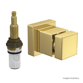 Acabamento para Registro de Pressão Deca 1/2" e 3/4" com Mecanismo 1/2 Volta | Cubo - Gold