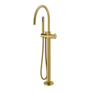 Misturador Monocomando de Piso para Banheira com Ducha Ouro Escovado
