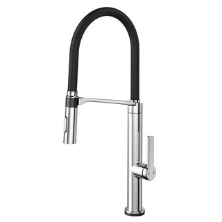 Monocomando de mesa para cozinha Doc Vox cromado com mangueira preta