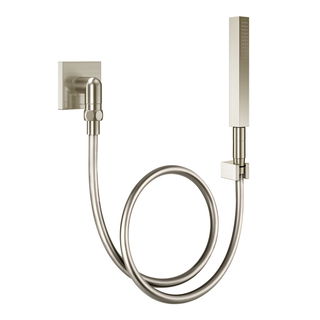 Ducha manual com joelho 90º de parede para lavatório Square níquel escovado