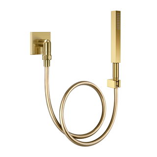 Ducha manual com joelho 90º de parede para lavatório Square ouro escovado