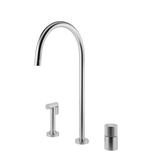 Monocomando com ducha lateral de mesa para cozinha Mix&Match inox escovado