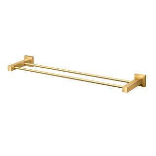 Porta-toalhas bastão duplo 653 mm Square ouro escovado