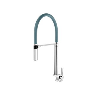Torneira bica alta de mesa para cozinha Doc cromado/cinza