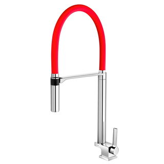 Torneira bica alta de mesa para cozinha Doc cromado/vermelho