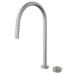 Torneira com ducha retrátil de mesa para cozinha Mix&Match inox escovado