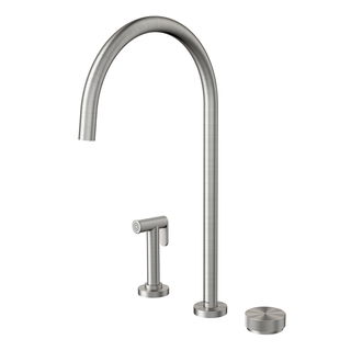 Torneira com ducha lateral de mesa para cozinha Mix&Match Inox escovado