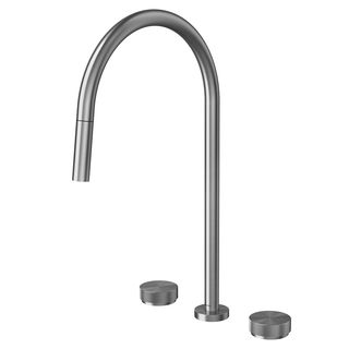Misturador de cozinha para mesa com ducha retrátil Mix&Match Grafite escovado