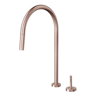 Monocomando Joystick com ducha retrátil de mesa para cozinha Mix&Match Cobre escovado