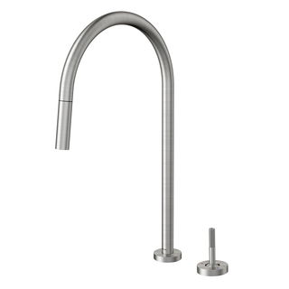 Monocomando joystick com ducha retrátil de mesa para cozinha Mix&Match inox escovado