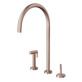 Monocomando Joystick com ducha lateral de mesa para cozinha Mix&Match Cobre escovado