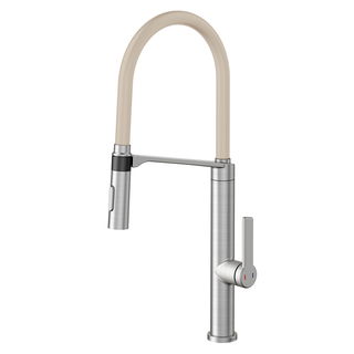 Monocomando DOC Inox Escovado com mangueira na cor areia.
