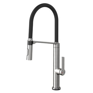 Monocomando Doc Tech inox escovado com mangueira na cor preta