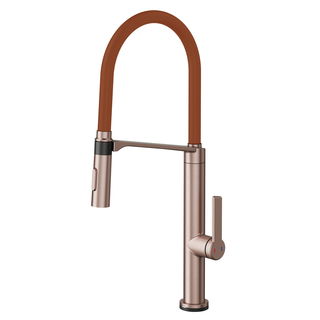 Monocomando Doc Tech cobre escovado com mangueira na cor corten