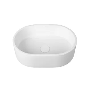 Cuba de Apoio Oval Pequena Doka White Terrazzo