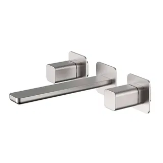 Conjunto Misturador Quente e Frio Doka de Parede para Lavatório Rivvo Brushed Nickel