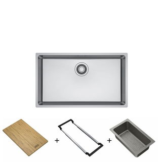 Cuba de embutir e sobrepor em aço inox Linea 70 70x40 cm com acessórios
