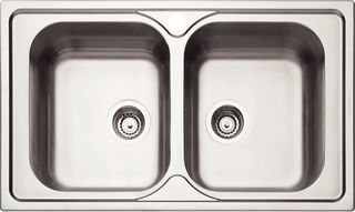 Cuba de Sobrepor Tramontina Marea 2C 34 em Aço Inox com Acabamento Acetinado e Válvula 86x50 cm com 2 Cubas
