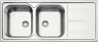 Cuba de Sobrepor Tramontina Marea 2C 34 Plus em Aço Inox com Acabamento Acetinado com Escorredor e Válvula 116x50 cm com 2 Cubas