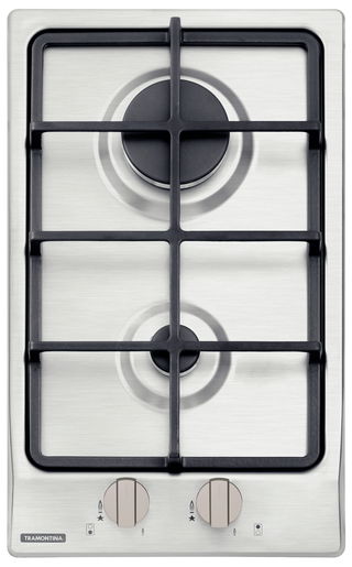 Cooktop a Gás Tramontina Dominó em Aço Inox e Trempes em Ferro Fundido com Acendimento Superautomático 2 Queimadores