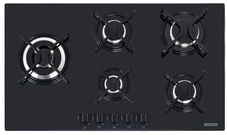 Cooktop a Gás Tramontina Penta Side Plus em Vidro Temperado Preto com Trempes em Aço Carbono e Acendimento superautomático 5 Queimadores