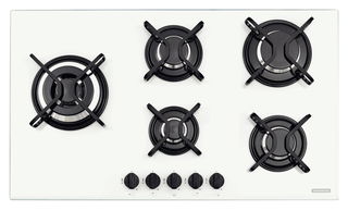 Cooktop a Gás Tramontina Penta Side Plus em Vidro Temperado Branco com Trempes em Aço Carbono e Acendimento superautomático e 5 Queimadores