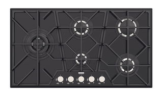 Cooktop a Gás Tramontina Design Collection Penta Glass Full 5 GG B 90 em Vidro Temperado e Trempes em Ferro Fundido