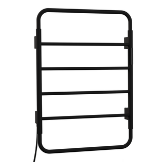 Toalheiro Térmico Redondo Tomada Direita Matt Black Doka