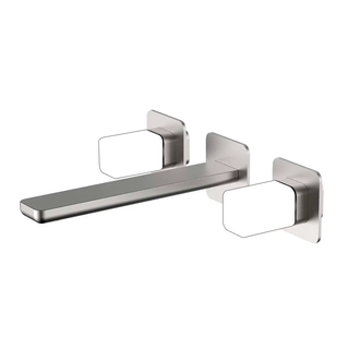 Conjunto Misturador Quente e Frio Doka de Parede para Lavatório Rivvo Brushed Nickel