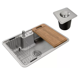 Cuba Docol Massima 68 x 48 cm em Inox Escovado com Acessórios e Lixeira