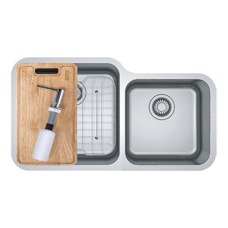 Cuba de Embutir Franke Bell BCX 120-42-35 Dupla em Aço Inox 84,5 x 46,5 cm com Acessórios
